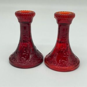 Vintage Amberlina mini candlesticks set of 2